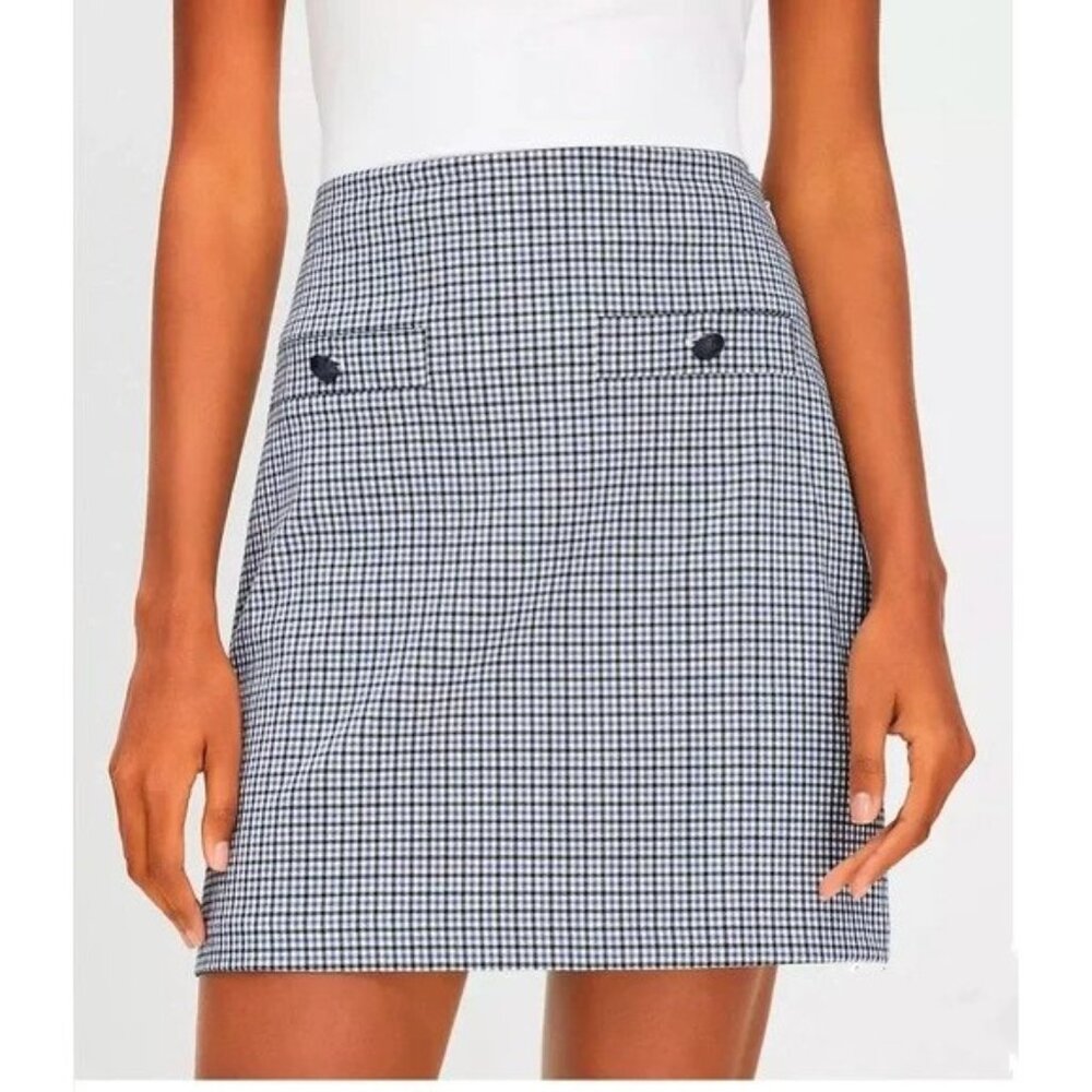 Ann Taylor LOFT Houndstooth Pocket Mini Skirt 10